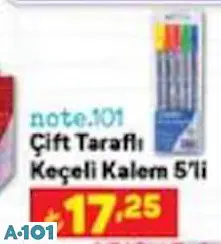 NOTE 101 ÇİFT TARAFLI KEÇELİ KALEM 5'Lİ NOTE 101 ÇİFT TARAFLI KEÇELİ KALEM 5'Lİ